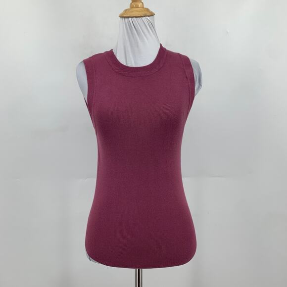 Be Cool Tank Top Women M/L Raspberry Sleeveless Ribbed Knit Crew Neck Fitted - Picture 2 of 12